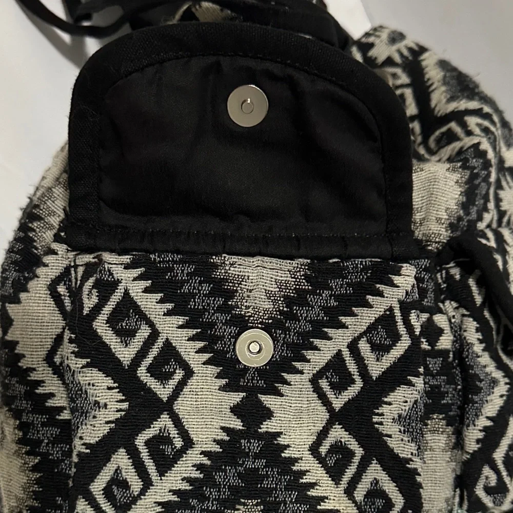 Aztec or Southwestern-style geometric print Black and White Backpack EUC